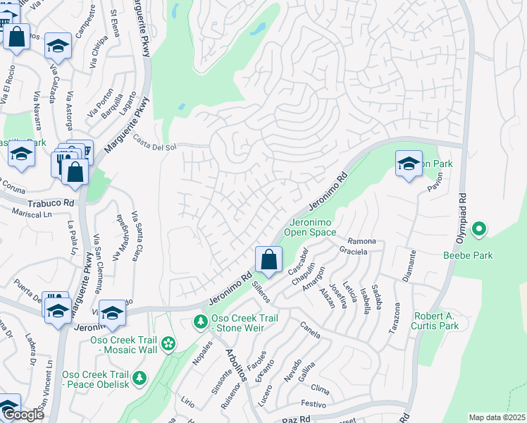 map of restaurants, bars, coffee shops, grocery stores, and more near 27872 Via Sarasate in Mission Viejo