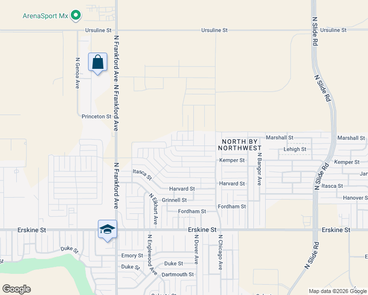 map of restaurants, bars, coffee shops, grocery stores, and more near 1302 North Dover Avenue in Lubbock