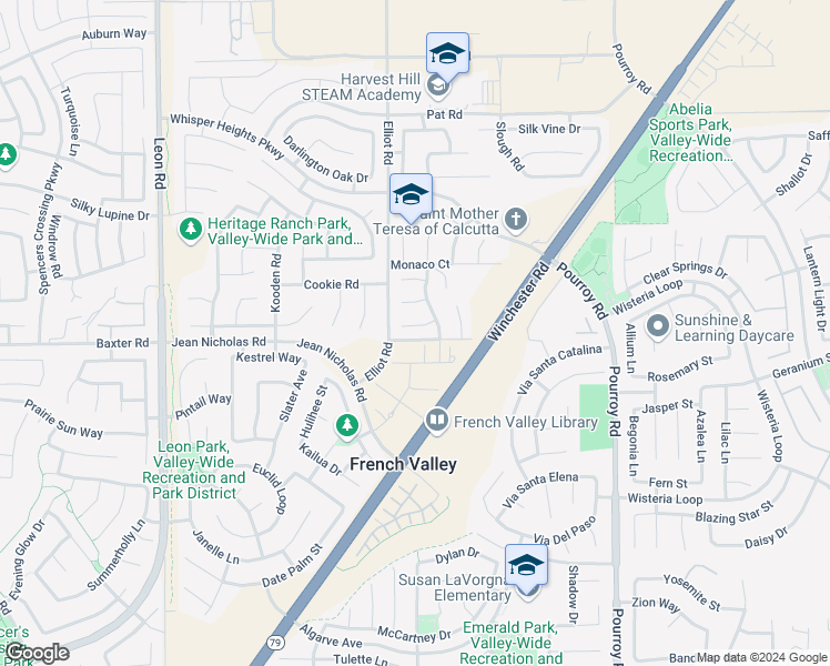 map of restaurants, bars, coffee shops, grocery stores, and more near 31571 Maka Circle in Winchester