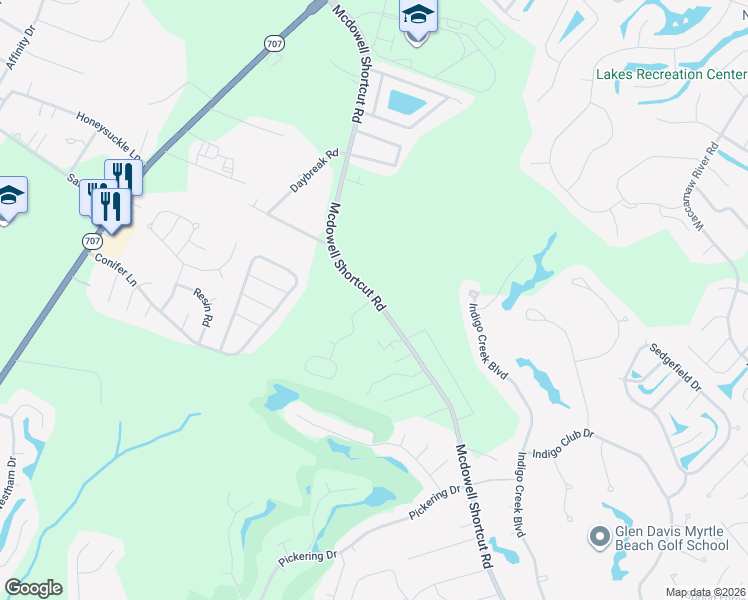 map of restaurants, bars, coffee shops, grocery stores, and more near 10049 Mcdowell Shortcut Road in Murrells Inlet