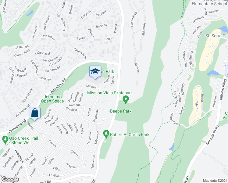 map of restaurants, bars, coffee shops, grocery stores, and more near 28535 Casanal in Mission Viejo