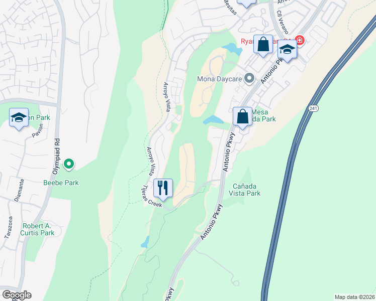 map of restaurants, bars, coffee shops, grocery stores, and more near 10 Sillero in Rancho Santa Margarita