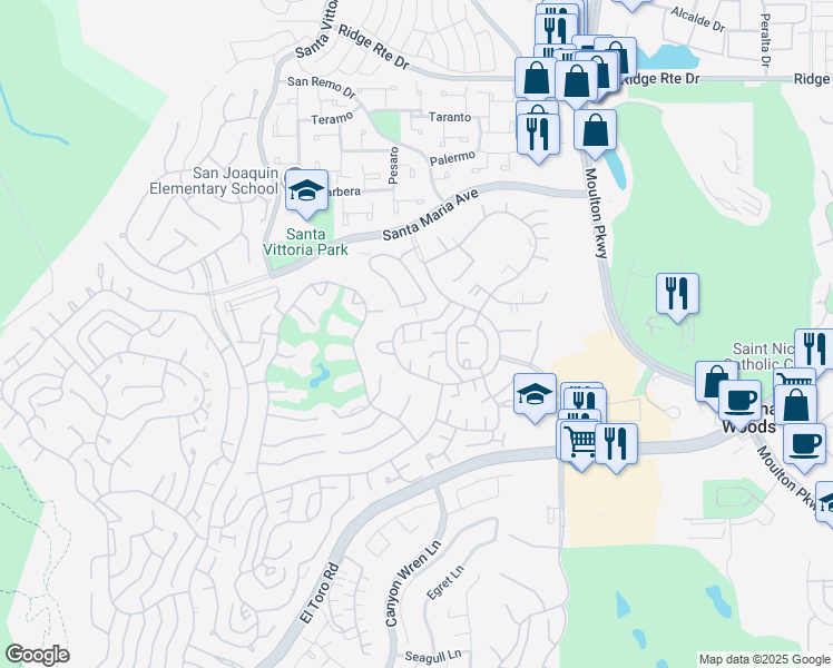 map of restaurants, bars, coffee shops, grocery stores, and more near 3152 Alta Vista in Laguna Woods