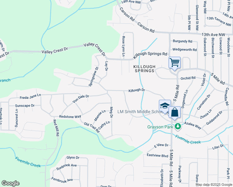 map of restaurants, bars, coffee shops, grocery stores, and more near 224 Killough Drive in Birmingham
