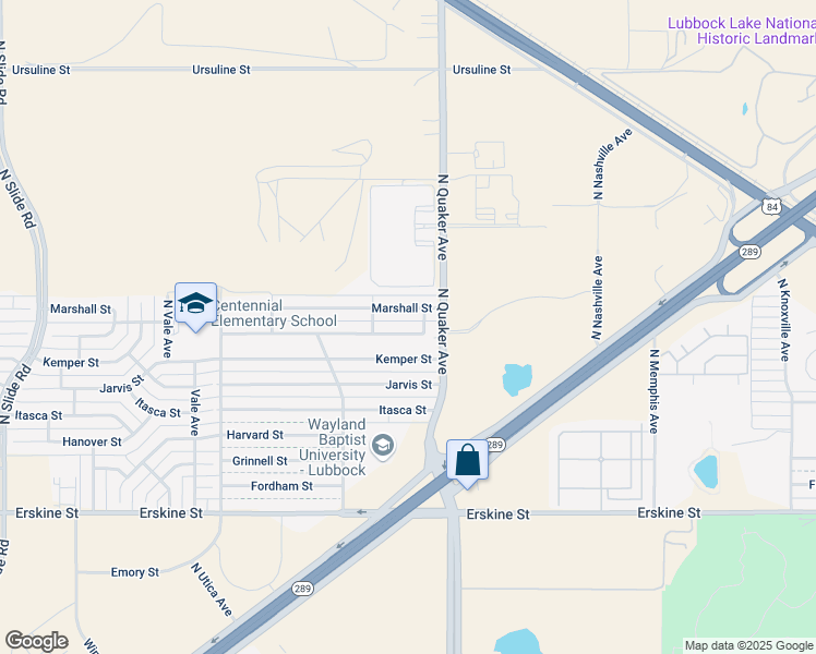 map of restaurants, bars, coffee shops, grocery stores, and more near 4416 Marshall Street in Lubbock