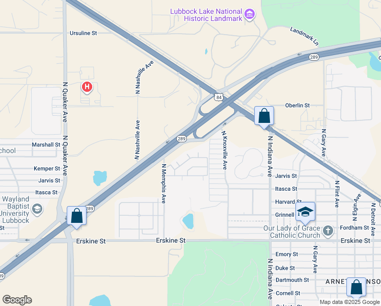 map of restaurants, bars, coffee shops, grocery stores, and more near 1102 North Memphis Avenue in Lubbock