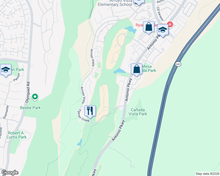 map of restaurants, bars, coffee shops, grocery stores, and more near 14 Reata in Rancho Santa Margarita