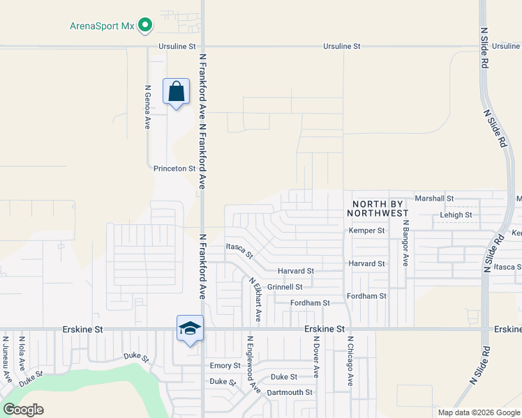 map of restaurants, bars, coffee shops, grocery stores, and more near 1402 North Frankford Avenue in Lubbock