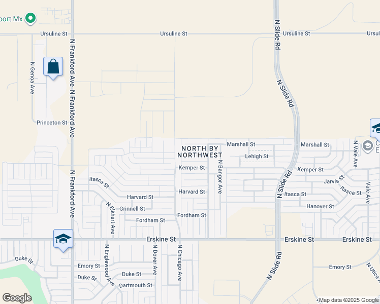 map of restaurants, bars, coffee shops, grocery stores, and more near 5417 Marshall Street in Lubbock