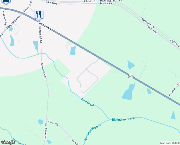 map of restaurants, bars, coffee shops, grocery stores, and more near Indian Creek Trail in Rutledge