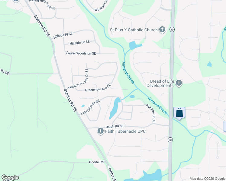 map of restaurants, bars, coffee shops, grocery stores, and more near 710 Deering Road Southeast in Conyers