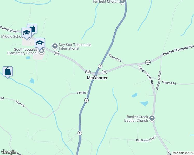 map of restaurants, bars, coffee shops, grocery stores, and more near 7055 Bill Arp Road in Douglasville