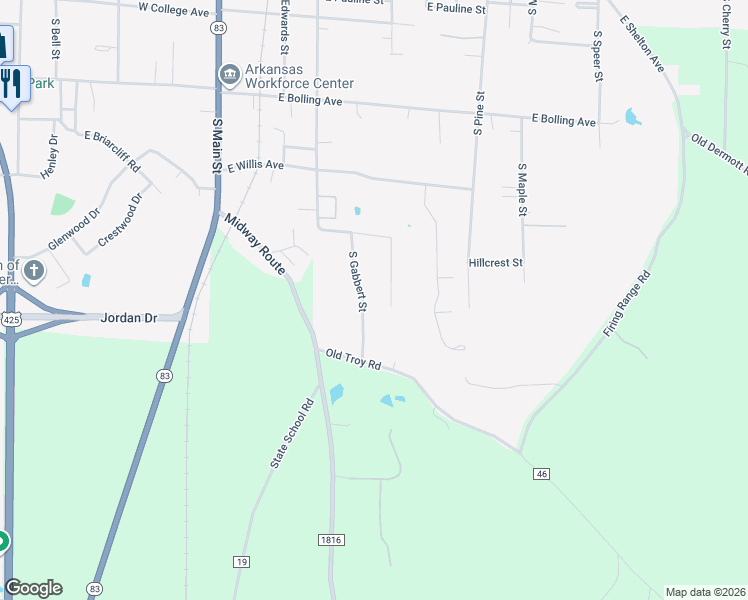 map of restaurants, bars, coffee shops, grocery stores, and more near 944 Cedar Hill Street in Monticello