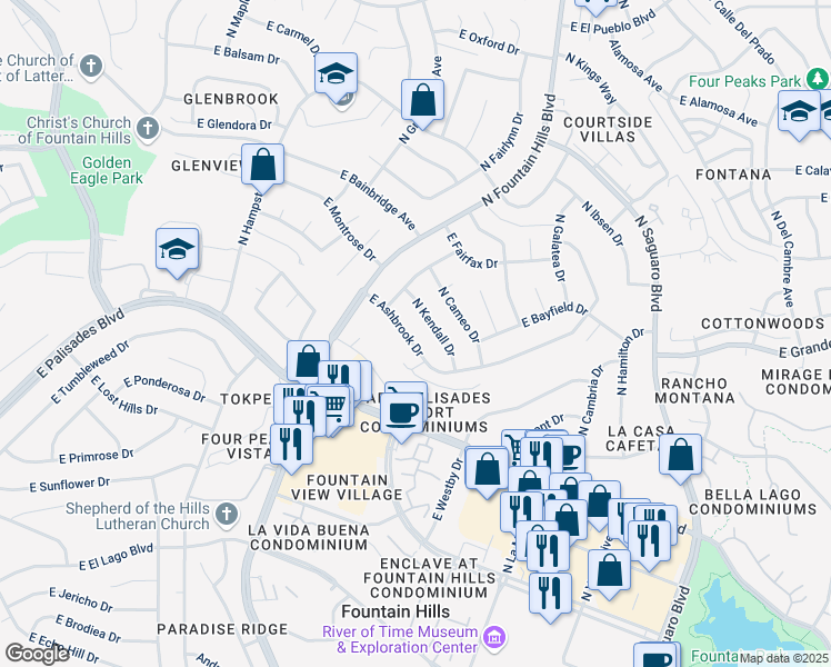 map of restaurants, bars, coffee shops, grocery stores, and more near 14016 North Kendall Drive in Fountain Hills