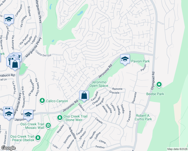 map of restaurants, bars, coffee shops, grocery stores, and more near 28052 Espinoza in Mission Viejo
