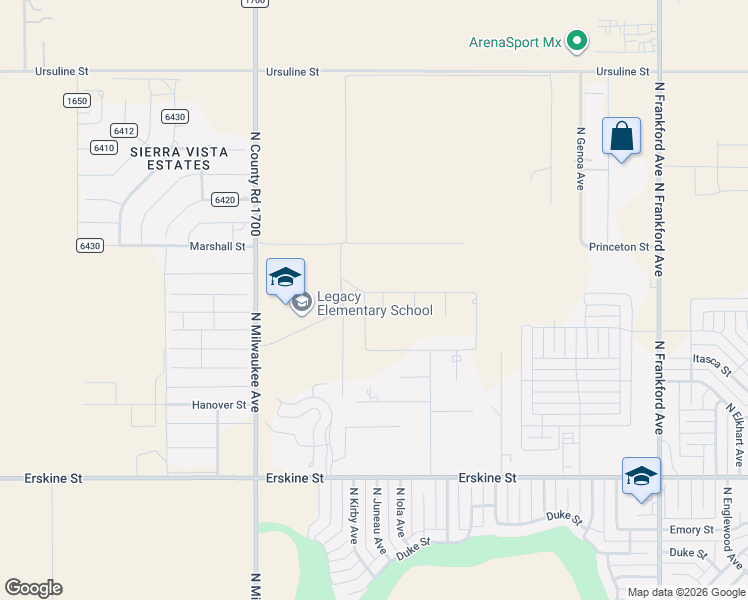 map of restaurants, bars, coffee shops, grocery stores, and more near 6400 Kemper Avenue in Lubbock