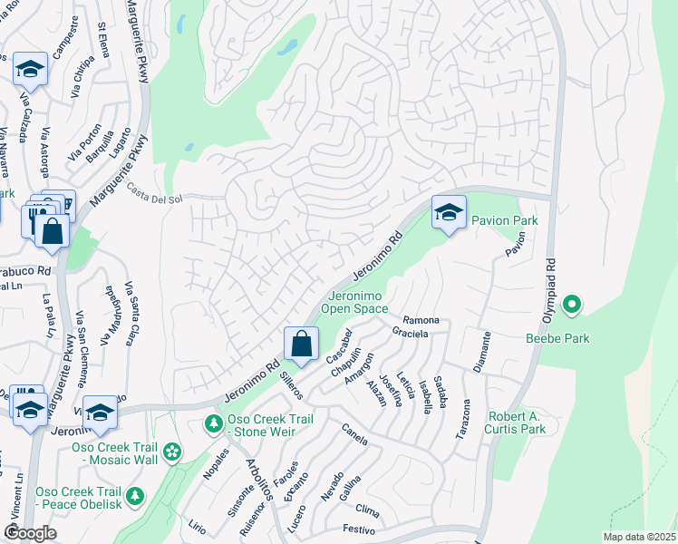 map of restaurants, bars, coffee shops, grocery stores, and more near 28052 Espinoza in Mission Viejo