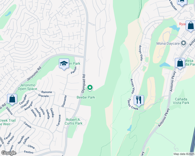map of restaurants, bars, coffee shops, grocery stores, and more near 24049 Skyline in Mission Viejo