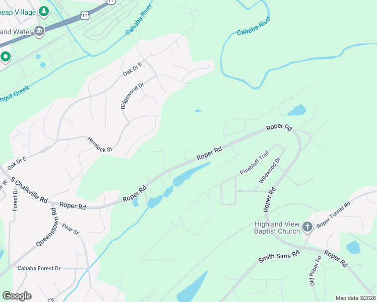 map of restaurants, bars, coffee shops, grocery stores, and more near 6942 Roper Road in Trussville