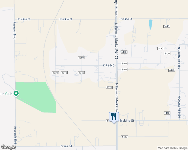 map of restaurants, bars, coffee shops, grocery stores, and more near 1215 North County Road 1370 in Lubbock