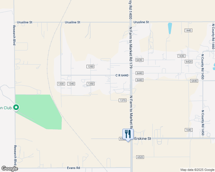 map of restaurants, bars, coffee shops, grocery stores, and more near 1215 North County Road 1370 in Lubbock