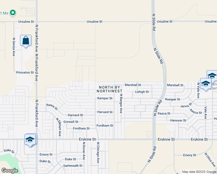 map of restaurants, bars, coffee shops, grocery stores, and more near 5417 Marshall Street in Lubbock