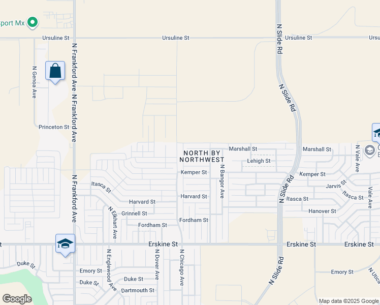 map of restaurants, bars, coffee shops, grocery stores, and more near 5417 Marshall Street in Lubbock
