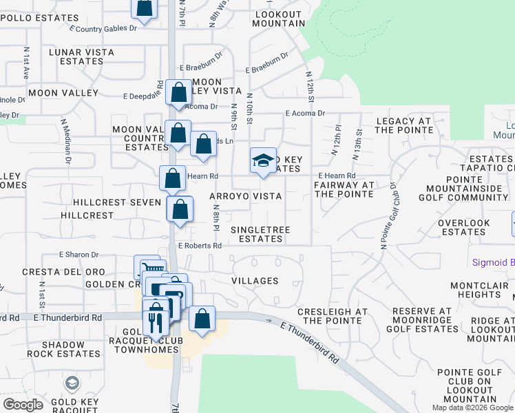 map of restaurants, bars, coffee shops, grocery stores, and more near 14002 North 10th Place in Phoenix