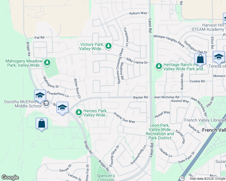 map of restaurants, bars, coffee shops, grocery stores, and more near 30628 Aspen Glen Street in Winchester