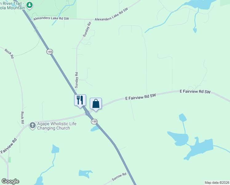 map of restaurants, bars, coffee shops, grocery stores, and more near 5335 East Fairview Road Southwest in Stockbridge