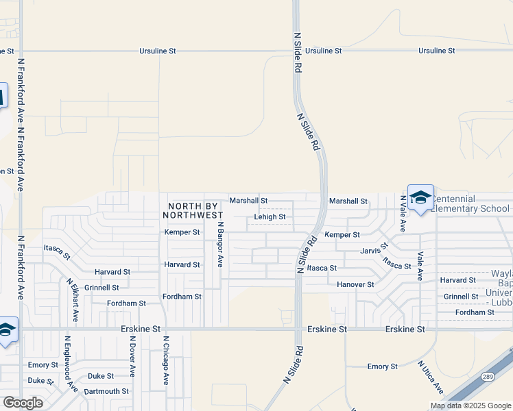 map of restaurants, bars, coffee shops, grocery stores, and more near 5235 Marshall Street in Lubbock