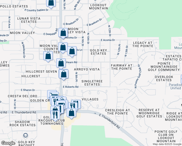 map of restaurants, bars, coffee shops, grocery stores, and more near 14002 North 10th Place in Phoenix