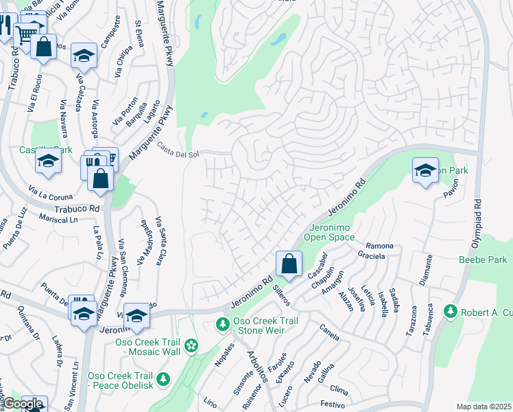 map of restaurants, bars, coffee shops, grocery stores, and more near 27835 Espinoza in Mission Viejo
