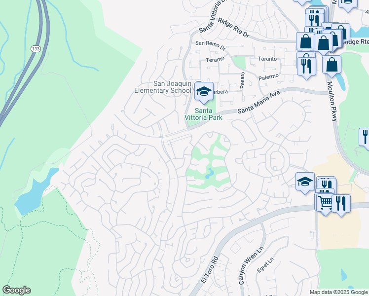 map of restaurants, bars, coffee shops, grocery stores, and more near 24055 Paseo Del Lago West in Laguna Woods
