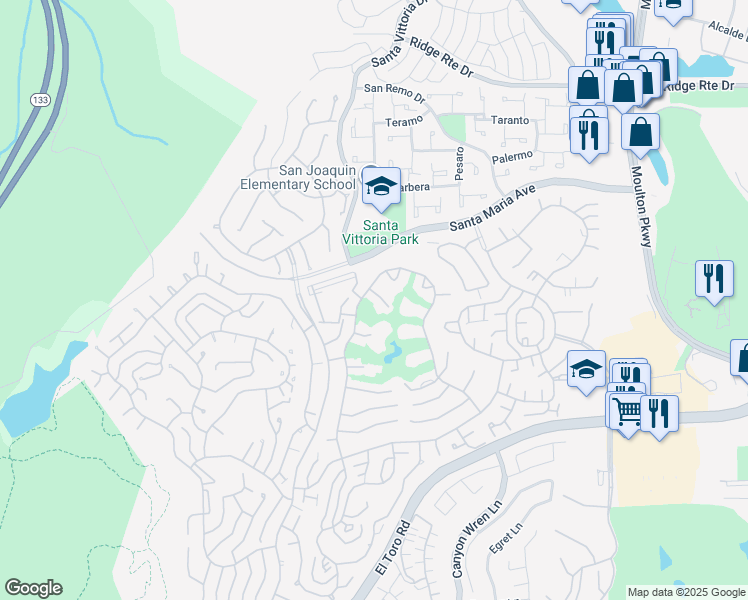 map of restaurants, bars, coffee shops, grocery stores, and more near 5504 Paseo Del Lago West in Laguna Woods