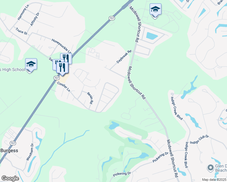 map of restaurants, bars, coffee shops, grocery stores, and more near 5008 Blue Spruce Lane in Murrells Inlet