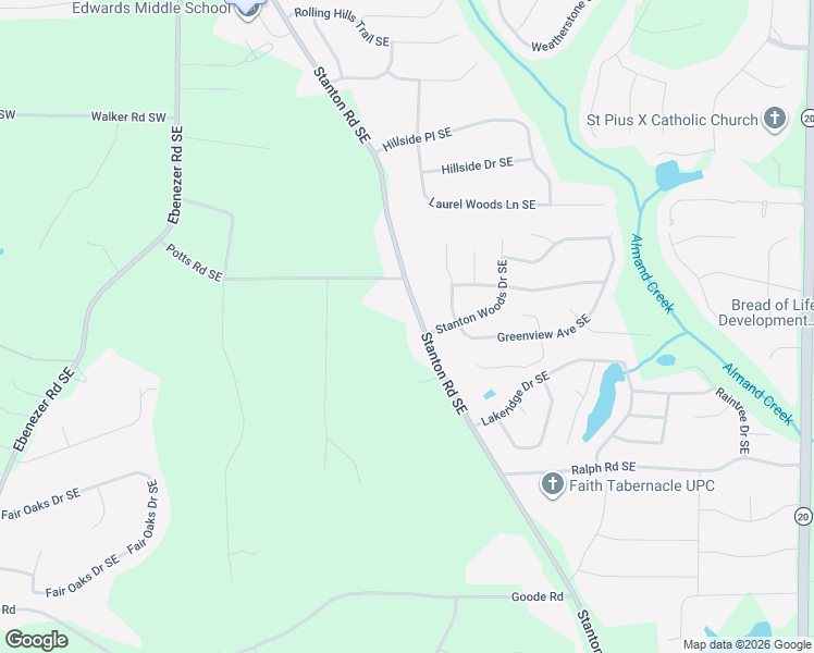 map of restaurants, bars, coffee shops, grocery stores, and more near 2851 Stanton Road Southeast in Conyers