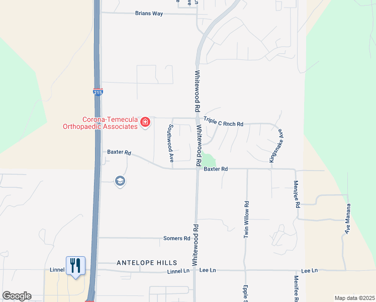 map of restaurants, bars, coffee shops, grocery stores, and more near 28418 Cottage Way in Murrieta