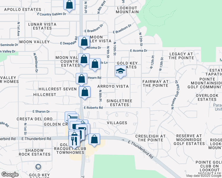 map of restaurants, bars, coffee shops, grocery stores, and more near 14002 North 10th Place in Phoenix
