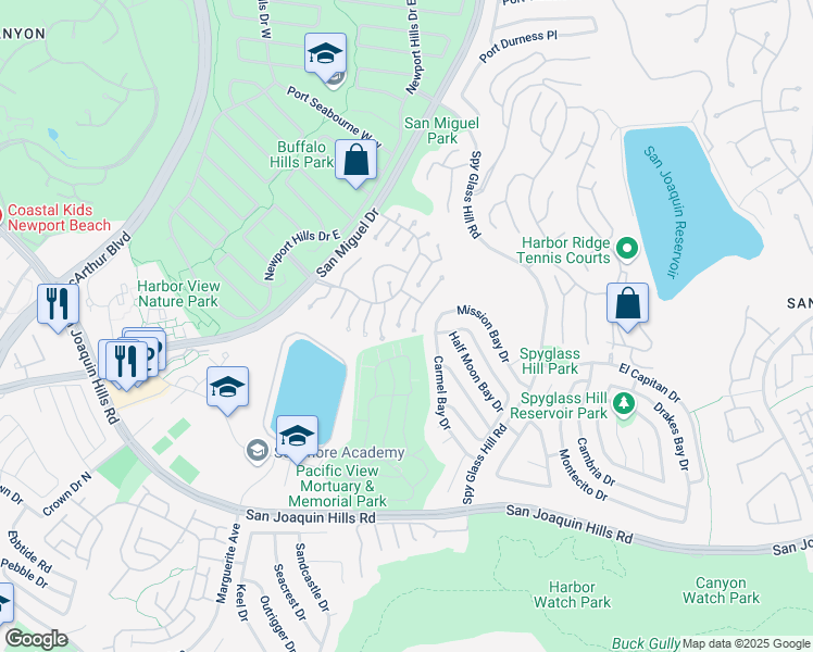 map of restaurants, bars, coffee shops, grocery stores, and more near 1903 Yacht Resolute in Newport Beach