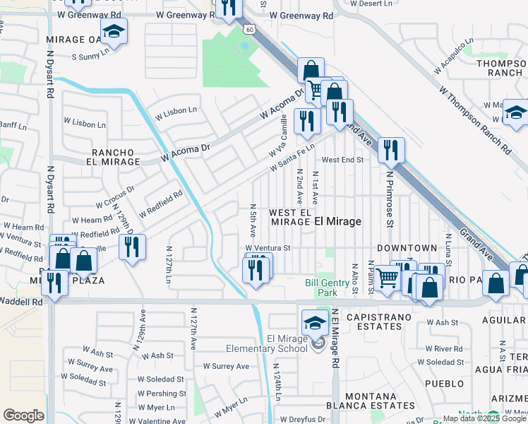 map of restaurants, bars, coffee shops, grocery stores, and more near 14302 North 4th Avenue in El Mirage