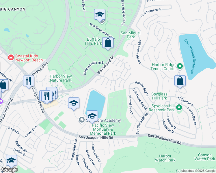 map of restaurants, bars, coffee shops, grocery stores, and more near 1911 Yacht Enchantress in Newport Beach