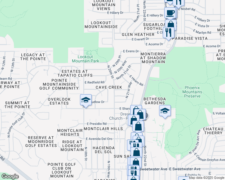 map of restaurants, bars, coffee shops, grocery stores, and more near 13846 North 20th Street in Phoenix