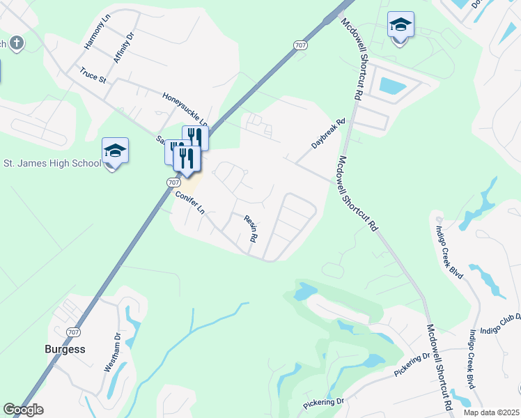 map of restaurants, bars, coffee shops, grocery stores, and more near 1100 Tap Root Court in Murrells Inlet