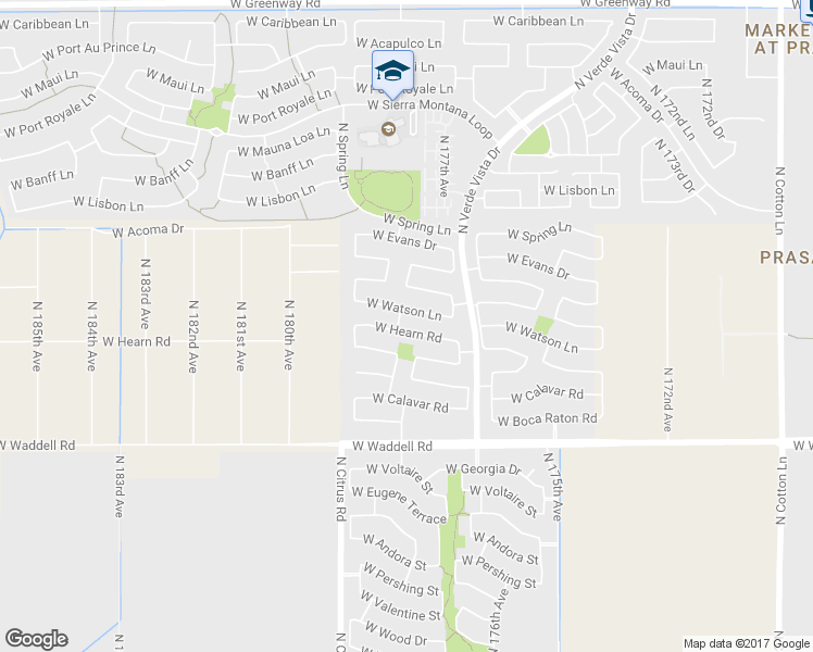 map of restaurants, bars, coffee shops, grocery stores, and more near 17786 West Hearn Road in Surprise