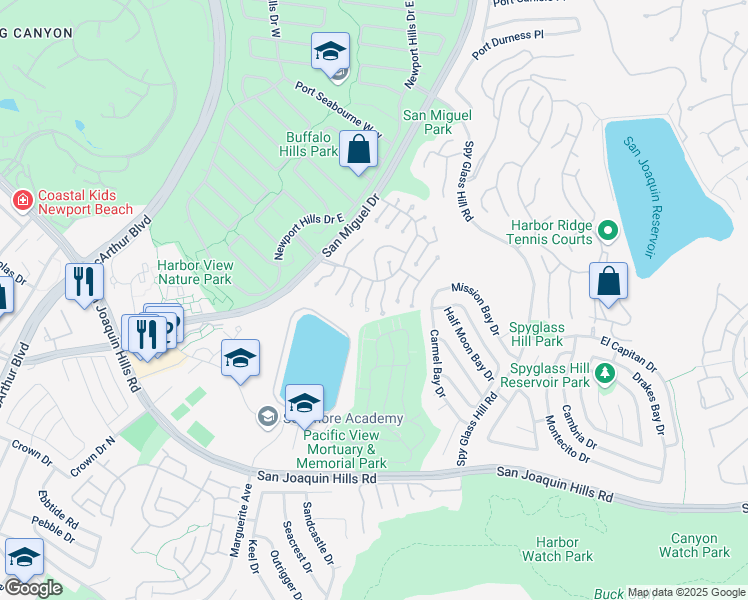map of restaurants, bars, coffee shops, grocery stores, and more near 1911 Yacht Enchantress in Newport Beach