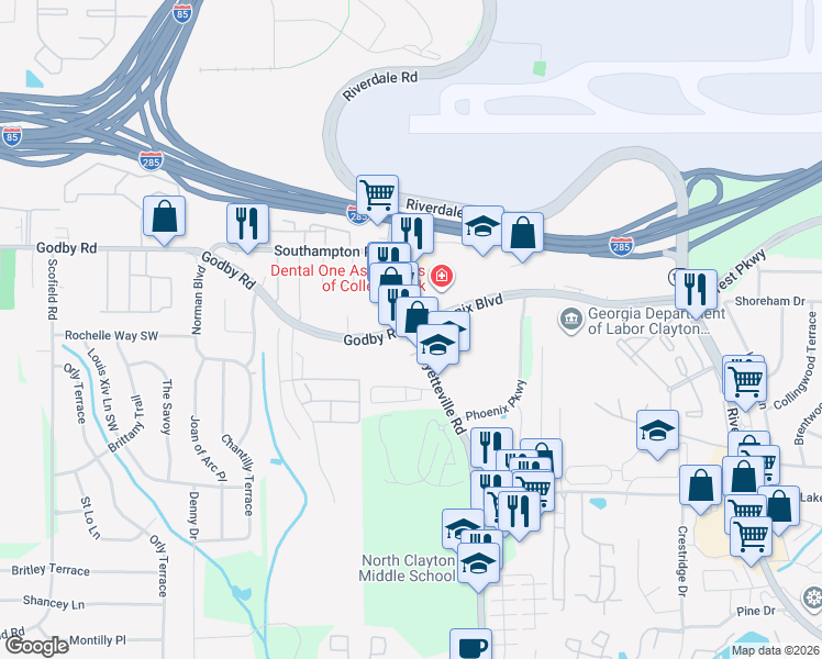 map of restaurants, bars, coffee shops, grocery stores, and more near in 