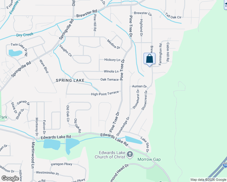 map of restaurants, bars, coffee shops, grocery stores, and more near 1424 High Point Terrace in Birmingham