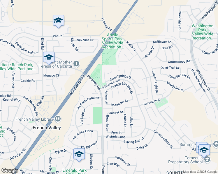 map of restaurants, bars, coffee shops, grocery stores, and more near 32044 Orange Blossom Drive in Winchester