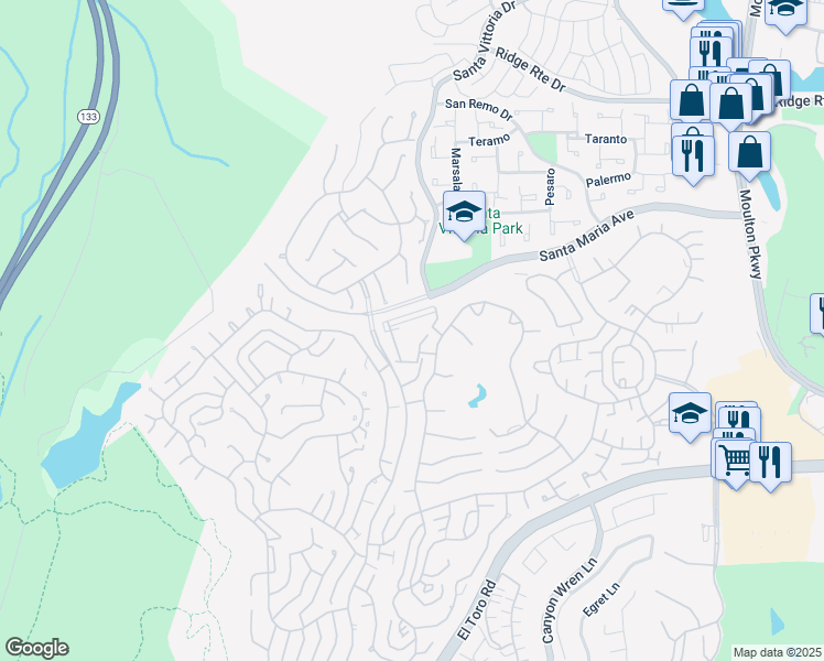 map of restaurants, bars, coffee shops, grocery stores, and more near 24055 Paseo Del Lago in Laguna Woods
